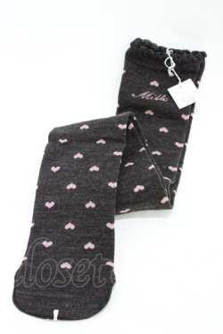 画像1: MILK / リトルハートオーバーニー  ダークグレー×ピンクハート H-26-02-23-1015-ML-ZA-KB-ZH