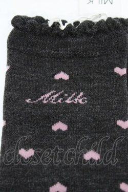 画像2: MILK / リトルハートオーバーニー  ダークグレー×ピンクハート H-26-02-23-1015-ML-ZA-KB-ZH