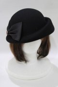 axes femme / リボン付ウールフェルトハット  ブラック H-26-02-23-079-AX-AC-NS-ZH