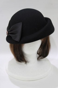 画像1: axes femme / リボン付ウールフェルトハット  ブラック H-26-02-23-079-AX-AC-NS-ZH