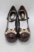 Queen Bee / アンティークリボンパンプス LL(24.5?25.0) ブラウン H-26-02-23-082-EL-SH-NS-ZH
