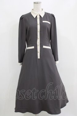 画像1: an another angelus / バイカラーレトロシャツワンピース Free CHARCOAL H-26-02-23-013-CA-OP-NS-ZH