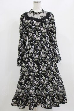 画像1: Kurumi Collaboration / KRハナジゴスリーブワンピース Free ブラック H-26-02-23-014-GO-OP-NS-ZH