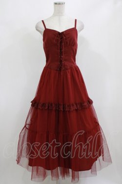 画像1: axes femme / コルセット風編上ジャンスカ M レッド H-26-02-23-018-AX-OP-NS-ZH