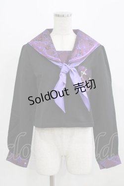 画像1: BLOOD SUPPLY（海外ブランド） / Purple Butterfly Gothic Japanese Bad Girl JK Short Sleeves tops L 黒×紫 H-26-02-24-1007-GO-TO-KB-ZH