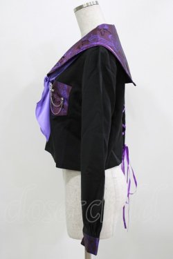 画像2: BLOOD SUPPLY（海外ブランド） / Purple Butterfly Gothic Japanese Bad Girl JK Short Sleeves tops L 黒×紫 H-26-02-24-1007-GO-TO-KB-ZH