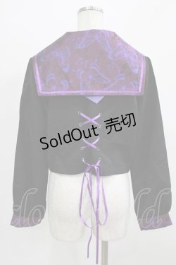 画像3: BLOOD SUPPLY（海外ブランド） / Purple Butterfly Gothic Japanese Bad Girl JK Short Sleeves tops L 黒×紫 H-26-02-24-1007-GO-TO-KB-ZH