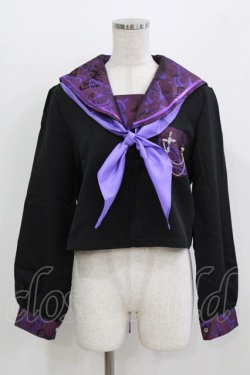 画像1: BLOOD SUPPLY（海外ブランド） / Purple Butterfly Gothic Japanese Bad Girl JK Short Sleeves tops L 黒×紫 H-26-02-24-1008-GO-TO-KB-ZH