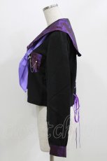 画像2: BLOOD SUPPLY（海外ブランド） / Purple Butterfly Gothic Japanese Bad Girl JK Short Sleeves tops L 黒×紫 H-26-02-24-1008-GO-TO-KB-ZH (2)