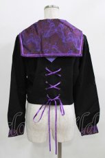 画像3: BLOOD SUPPLY（海外ブランド） / Purple Butterfly Gothic Japanese Bad Girl JK Short Sleeves tops L 黒×紫 H-26-02-24-1008-GO-TO-KB-ZH (3)