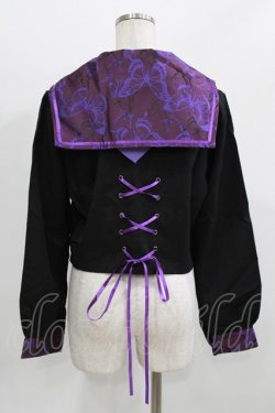 画像3: BLOOD SUPPLY（海外ブランド） / Purple Butterfly Gothic Japanese Bad Girl JK Short Sleeves tops L 黒×紫 H-26-02-24-1008-GO-TO-KB-ZH