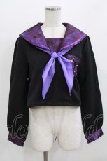 画像1: BLOOD SUPPLY（海外ブランド） / Purple Butterfly Gothic Japanese Bad Girl JK Short Sleeves tops L 黒×紫 H-26-02-24-1009-GO-TO-KB-ZH (1)