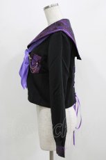 画像2: BLOOD SUPPLY（海外ブランド） / Purple Butterfly Gothic Japanese Bad Girl JK Short Sleeves tops L 黒×紫 H-26-02-24-1009-GO-TO-KB-ZH (2)