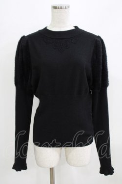 画像1: Kurumi Collaboration / 袖フェザーニットプルオーバー L ブラック H-26-02-24-056-GO-TO-NS-ZH