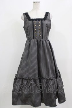 画像1: m petit by misako / TT*AOKストライプジャンパースカート L グレー H-26-02-24-019-LO-OP-NS-ZH