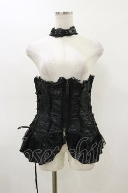 画像1: Qutie Frash / クモメッシュフリルコルセット  黒 H-26-02-25-1004-QU-ZA-KB-ZH