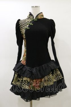 画像1: Qutie Frash / チャイナワンピース  黒 H-26-02-25-1038-QU-OP-KB-ZH