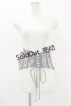 画像1: Qutie Frash / リボン帯コルセット  黒×紫 H-26-02-25-1002-QU-TO-KB-ZH