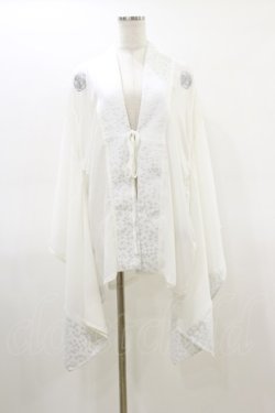 画像1: Qutie Frash / 肩メッシュ切替着物カーディガン  白 H-26-02-25-1010-QU-TO-KB-ZH