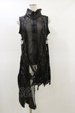 画像1: Qutie Frash / チャイナロングベスト  黒 H-26-02-25-1013-QU-TO-KB-ZH