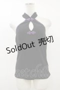 Qutie Frash / チャイナホルターキャミ  黒×紫 H-26-02-25-1015-QU-TO-KB-ZH