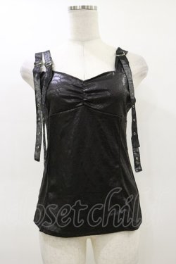 画像1: Qutie Frash / ベルトストラップキャミ  黒 H-26-02-25-1016-QU-TO-KB-ZH