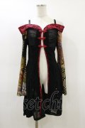 Qutie Frash / 柄切替オフショルカーデ  黒×赤 H-26-02-25-1021-QU-TO-KB-ZH