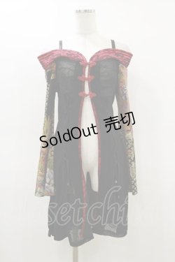 画像1: Qutie Frash / 柄切替オフショルカーデ  黒×赤 H-26-02-25-1021-QU-TO-KB-ZH