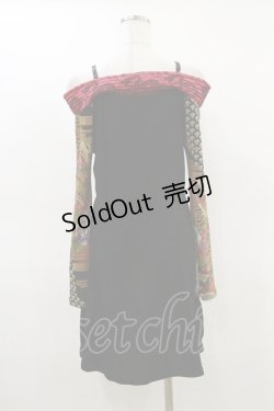 画像2: Qutie Frash / 柄切替オフショルカーデ  黒×赤 H-26-02-25-1021-QU-TO-KB-ZH