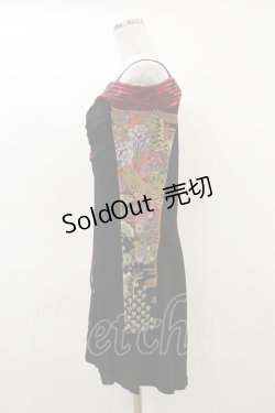 画像3: Qutie Frash / 柄切替オフショルカーデ  黒×赤 H-26-02-25-1021-QU-TO-KB-ZH