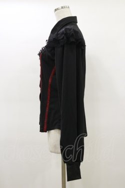 画像3: Qutie Frash / メッシュ切替ブラウス  黒×赤 H-26-02-25-1027-QU-BL-KB-ZH