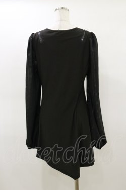 画像2: Qutie Frash / チャイナパフスリーブチュニック  ブラック×グリーン H-26-02-25-1028-QU-TO-KB-ZH