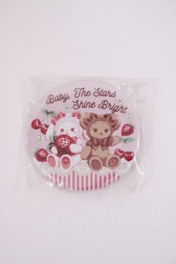 画像1: BABY,THE STARS SHINE BRIGHT / くみゃちゃんのCherry Strawberry柄缶バッジ  ピンク H-26-02-25-028-BA-ZA-NS-ZH