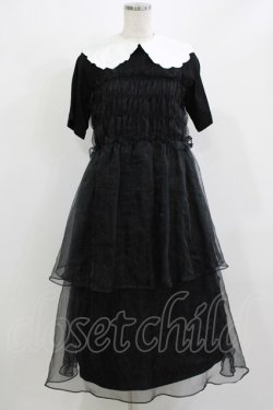 画像1: Candy Stripper / SHEER SHIRRING DRESS  ブラック H-26-02-27-001-PU-OP-KB-ZH