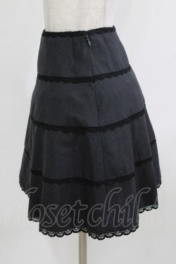 画像2: MILK / レースラインスカート  グレー×ブラック H-26-02-27-007-ML-SK-KB-ZH