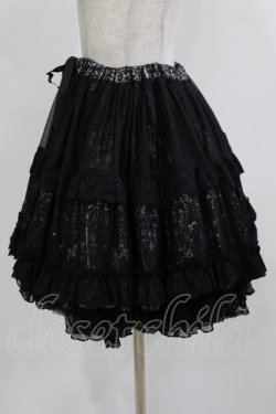画像2: FRILL / プリントフリルレーススカート  黒 H-26-02-27-010-HN-SK-AK-ZH