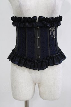 画像1: MR corset / サテンフリルコルセット  紺 H-26-02-27-013-PU-ZA-AK-ZH