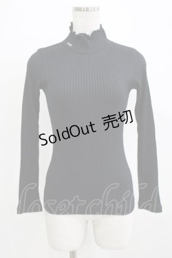 画像1: MILK / ロゴ刺繍リブタートル  ブラック H-26-02-27-019-ML-TO-KB-ZH