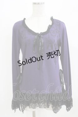 画像1: GHOST of HARLEM / レースアッププリントカットソー  紫 H-26-02-27-022-GL-TO-AK-ZH