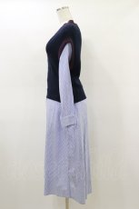 画像3: Jane Marple Dans Le Salon / Tilden vest and stripe trompe-l'oeil dress  ネイビー×ブルー H-26-03-01-030-JM-OP-KB-ZH (3)