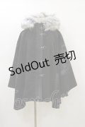 Qutie Frash / ファーフードポンチョコート  黒 H-26-03-01-033-QU-CO-KB-ZH