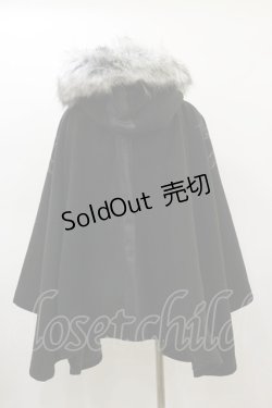 画像2: Qutie Frash / ファーフードポンチョコート  黒 H-26-03-01-033-QU-CO-KB-ZH