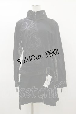 画像1: Qutie Frash / ミリタリージャケットワンピース L 黒 H-26-03-01-034-QU-OP-KB-ZH