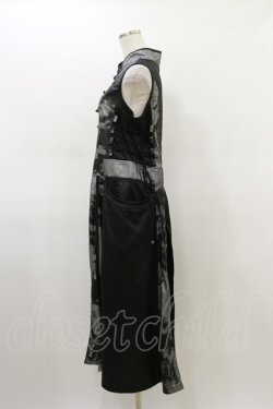 画像3: Qutie Frash / チャイナロングベスト  黒×グレー H-26-03-01-005-QU-TO-KB-ZH