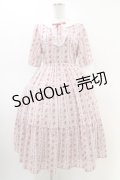 axes femme kawaii / プチローズ柄ワンピース M ピンク H-26-03-01-1023-AX-OP-NS-ZH