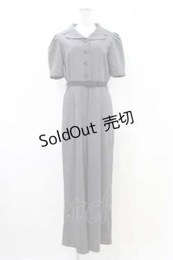 画像1: an another angelus / レトロ開衿オールインワン M BLACK×WH H-26-03-01-1046-CA-OP-NS-ZH