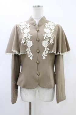 画像1: Innocent World / つる薔薇レースケープ付きショートコート L モカ×生成/Mocha×Beige/ボルドー×生成/Bordeaux×Beige H-26-03-01-1050-IW-CO-NS-ZH