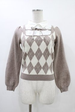 画像1: evelyn / 襟ビジューニット Free ベージュ H-26-03-01-1056-LO-TO-NS-ZH