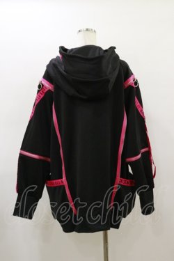 画像2: BACKSTAGE PASS / PARACHUTE-PARKAビッグシルエットジップアップパーカー  ブラック×ピンク H-26-03-01-006-PU-TO-KB-ZH