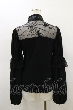 画像2: Qutie Frash / クモメッシュパフブラウス  黒 H-26-03-01-008-QU-TO-KB-ZH